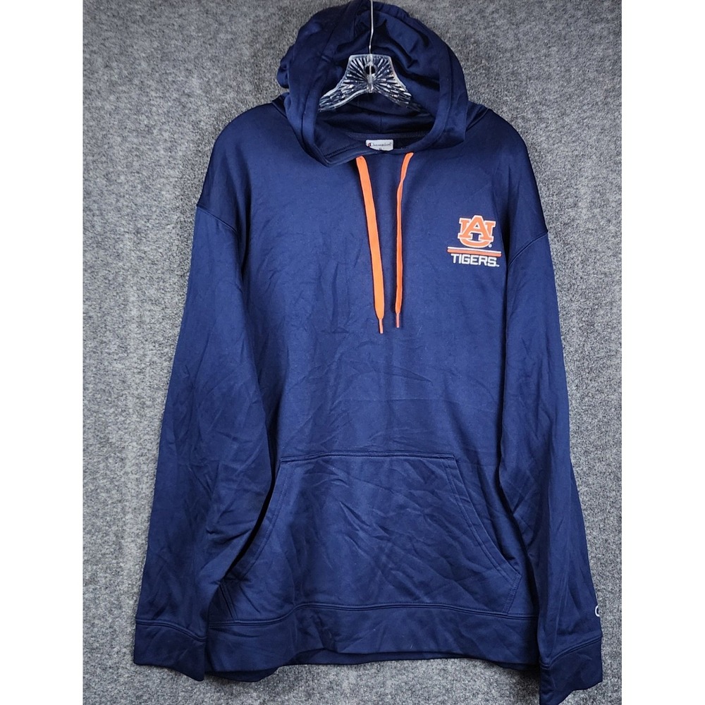 Champion Auburn Tigers Hoodie Mens XL Navy Blue Pullover Fleece Graphic Logo